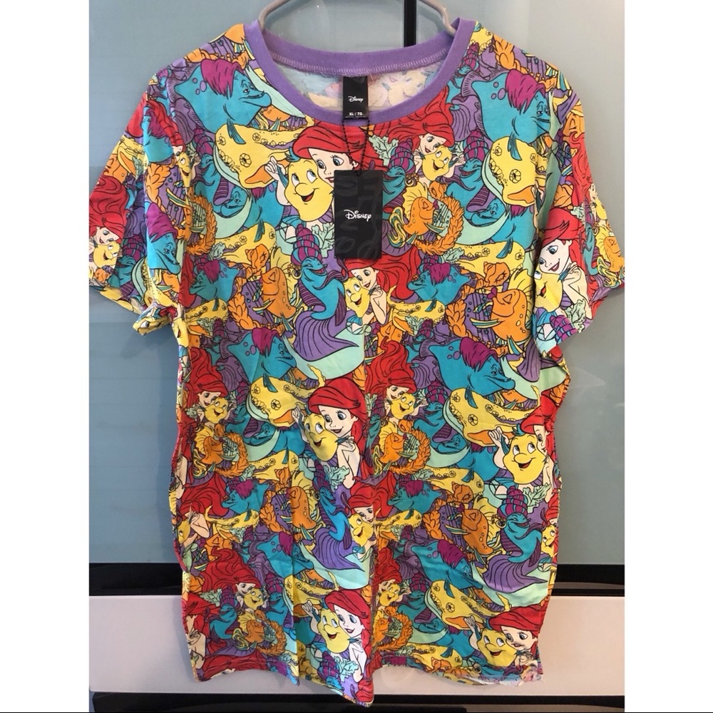Cakeworthy Disney Little Mermaid AOP Tshirt Size XL.